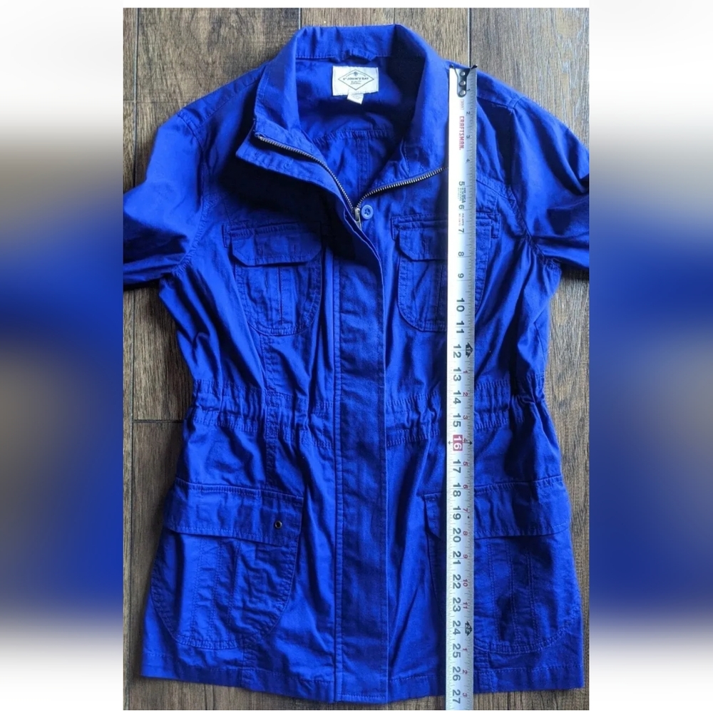 St Johns Bay Medium Zip Up Jacket Bright Blue, Buttons at Neck & Cinch Waist. - Picture 8 of 12